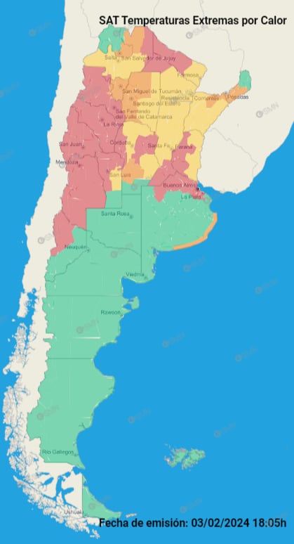 alertas por calor extremo en Argentina