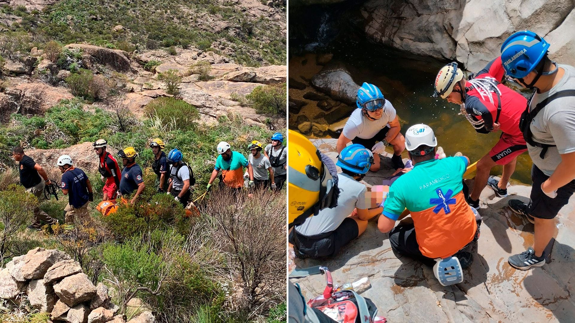 Una mujer cayó 10 metros durante un trekking en Córdoba