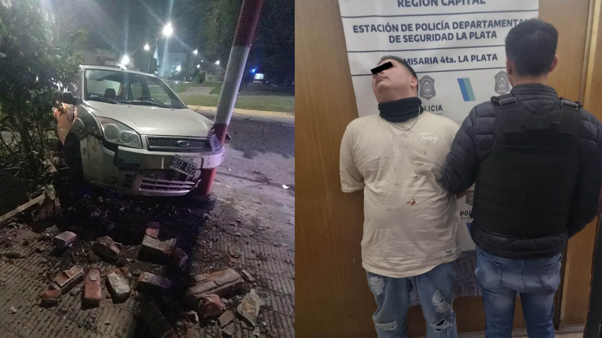 Policía chocó su auto contra un poste en La Plata