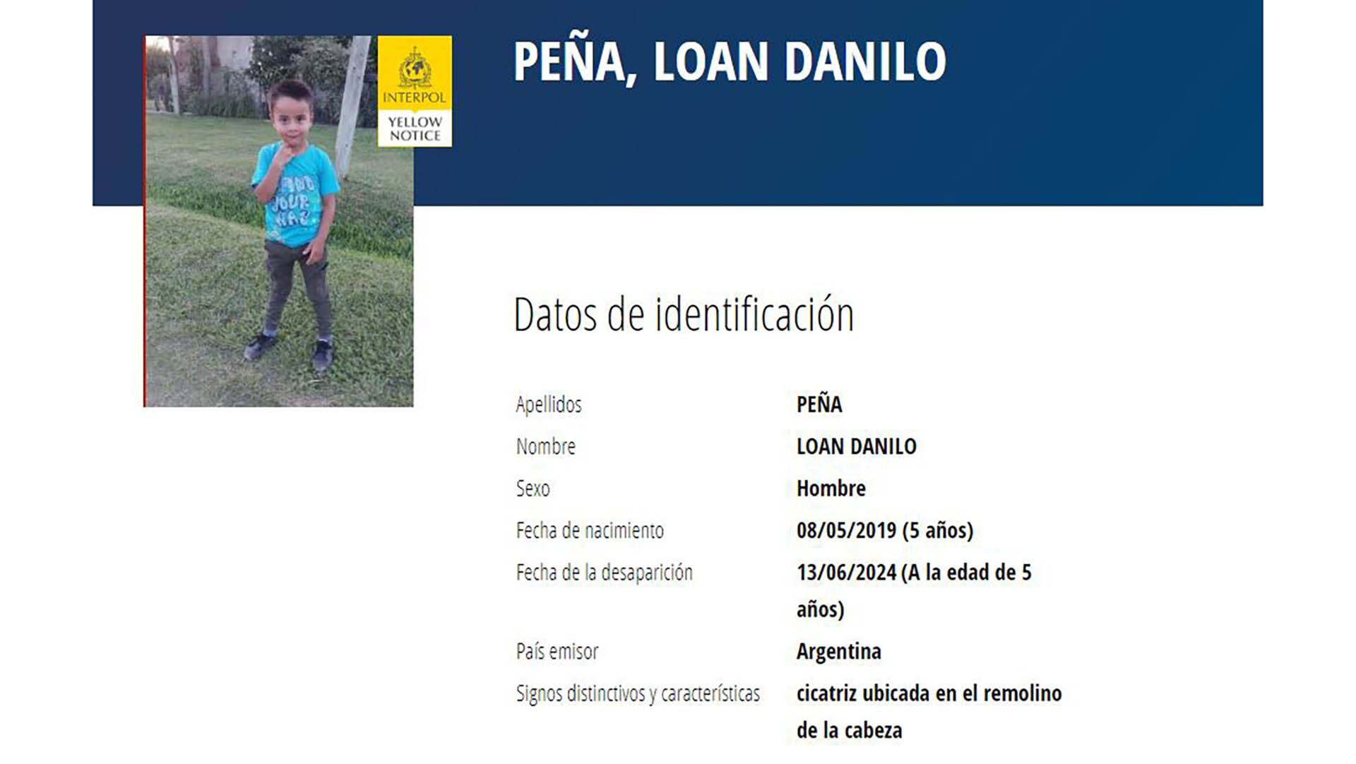 Interpol emitió un alerta por Loan