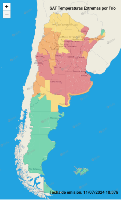 El frío continúa y varias provincias están afectadas por la ola polar