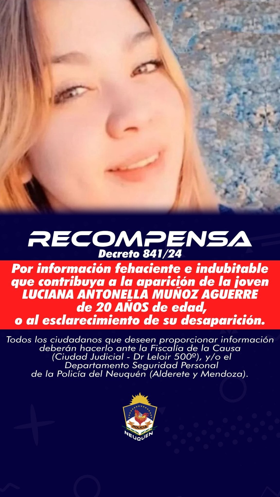 Recompensa Luciana Muñoz